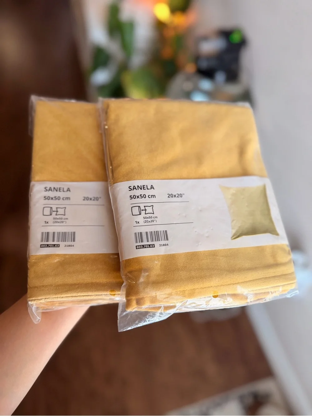 IKEA SANELA Throw Pillow Covers in Mustard Yellow set of 2 -20 x 20 inch